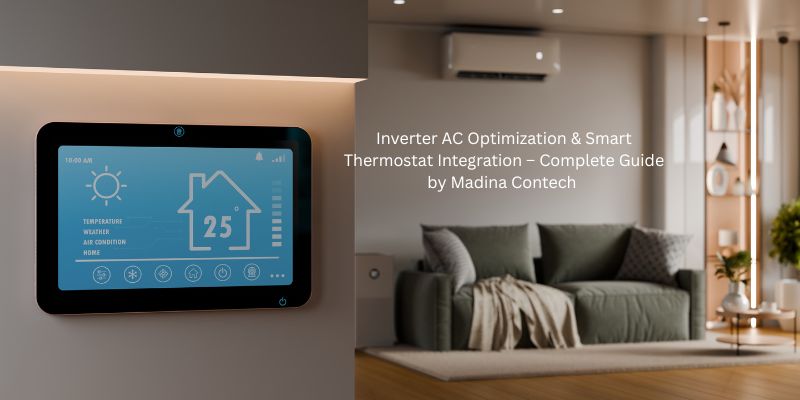 Optimizing Your Smart HVAC System: Professional Implementation GuideTo truly unlock the benefits of an intelligent cooling system, installation must go beyond simple wiring. Here is how to professionally implement Smart Thermostat Integration for maximum efficiency and equipment longevity:

1. Strategic Sensor Placement for Precision Cooling
The accuracy of your smart thermostat depends entirely on its environment. To ensure the system "senses" the temperature correctly:

Central Positioning: Always install the thermostat in a central location within the room, away from hallways or corners where air might stagnate.

Avoid External Heat Sources: Keep the unit away from direct sunlight (windows) or heat-producing appliances.

Airflow Neutrality: Avoid placing it directly under an AC vent. If the thermostat is hit by a direct blast of cold air, it will shut down the compressor prematurely, leaving the rest of the room warm.

2. Geofencing Setup for Automated Energy Savings
One of the most powerful features of modern smart cooling is Geofencing. This creates a virtual perimeter around your home using your smartphone’s GPS:

The 1km Rule: Enable geofencing so that once you move 1km away from your home, the AC automatically switches to "Eco Mode" or a higher temperature setting.

Pre-Cooling: Conversely, the system can detect when you are returning and start cooling the room just before you arrive, ensuring comfort without running the AC all day in an empty house.

3. Power Factor & Electrical Load Verification
Inverter ACs are sensitive electronic devices. To protect your investment, a professional Power Factor Check is essential:

Wiring Compatibility: Ensure your internal wiring is rated specifically for inverter loads. High-frequency switching in inverter compressors requires stable connections.

Voltage Fluctuation Protection: Use a dedicated circuit or stabilizer if your area experiences frequent power surges. This prevents damage to the sensitive PCB (Printed Circuit Board) of the compressor, extending the life of your unit significantly.